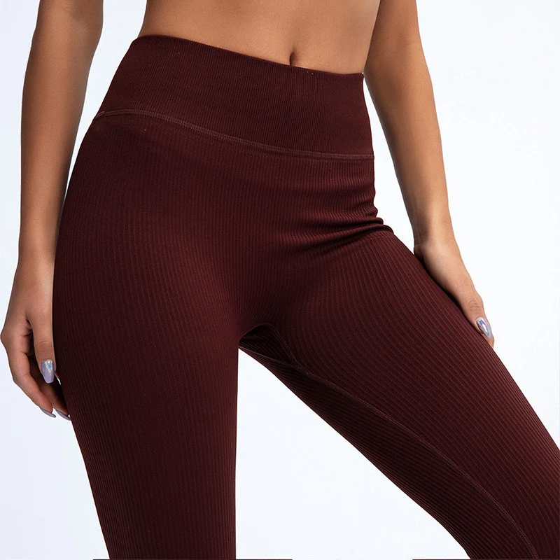 Foreign Trade New Leggings Outer Wear Spring and Summer Women's Solid Color Elastic Tight Sports Pants Yoga Fitness Threaded Pants