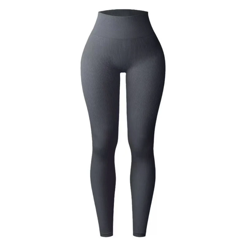 Foreign Trade New Leggings Outer Wear Spring and Summer Women's Solid Color Elastic Tight Sports Pants Yoga Fitness Threaded Pants