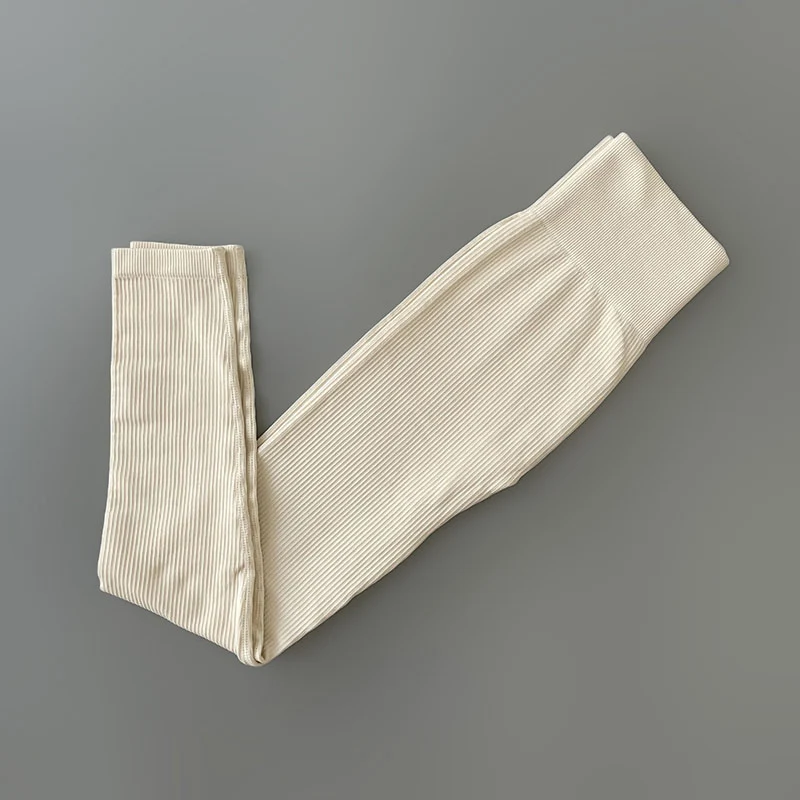 Foreign Trade New Leggings Outer Wear Spring and Summer Women's Solid Color Elastic Tight Sports Pants Yoga Fitness Threaded Pants