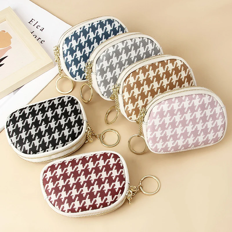 First Layer Cowhide Zipper Small Wallet Korean Style Simple Mini Keychain Coin Storage Bag Genuine Leather Coin Purse for Women