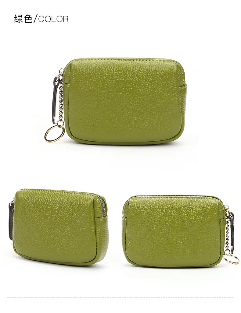 First Layer Cowhide Zipper Small Wallet Korean Style Simple Mini Keychain Coin Storage Bag Genuine Leather Coin Purse for Women