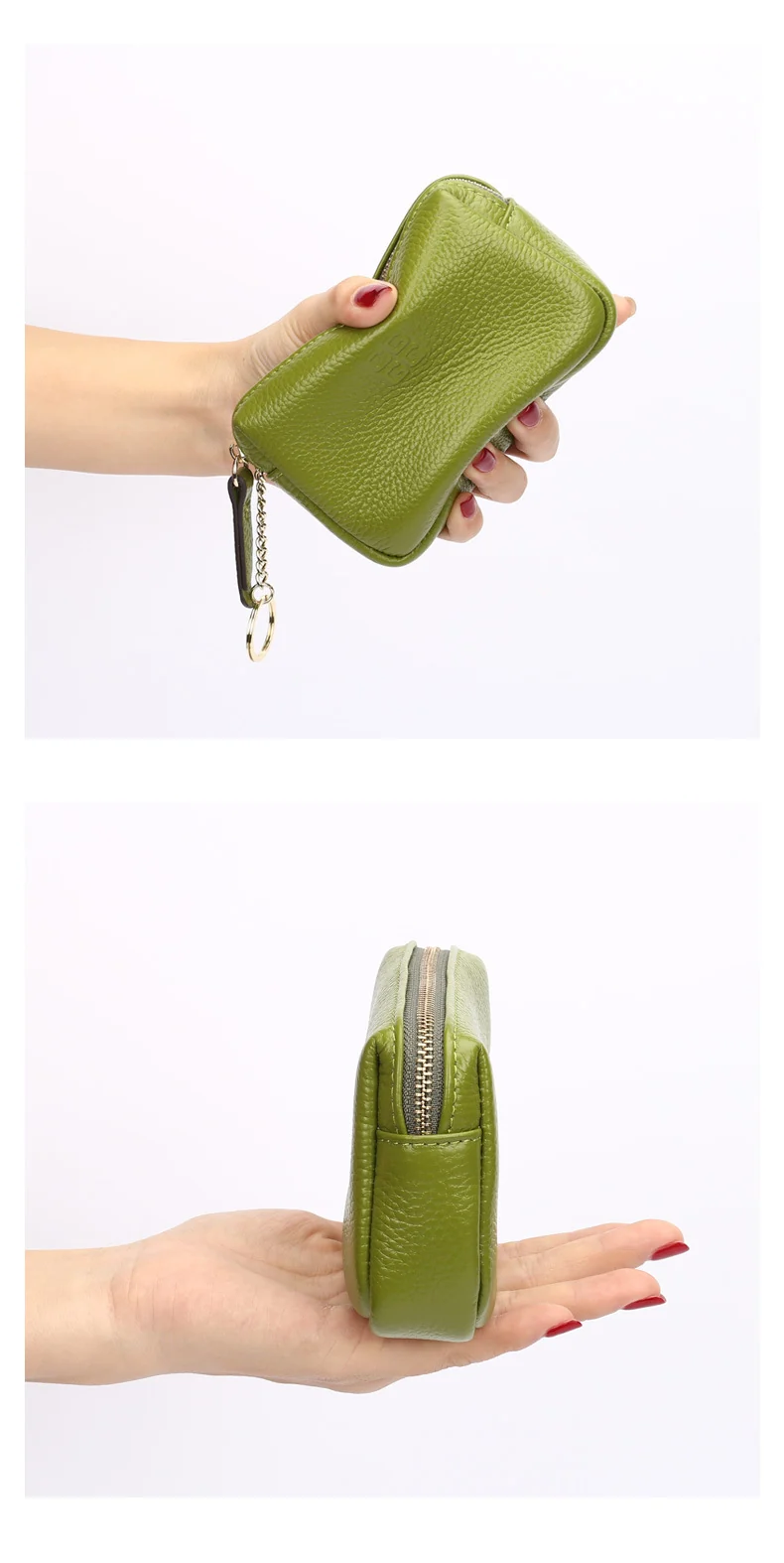 First Layer Cowhide Zipper Small Wallet Korean Style Simple Mini Keychain Coin Storage Bag Genuine Leather Coin Purse for Women