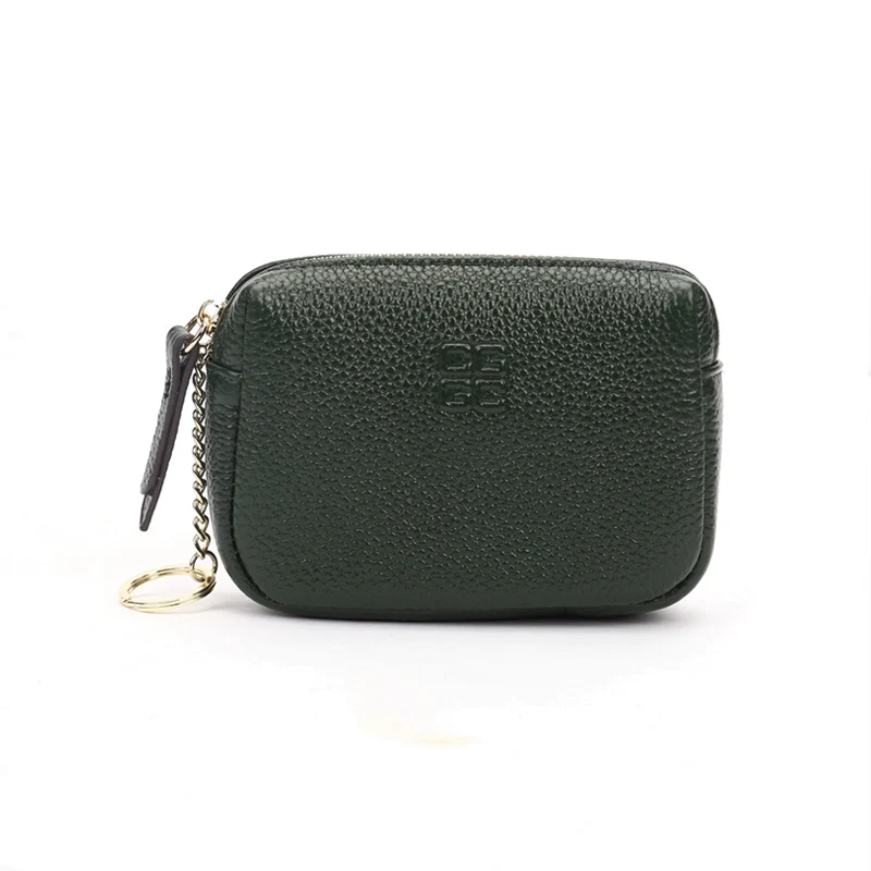 First Layer Cowhide Zipper Small Wallet Korean Style Simple Mini Keychain Coin Storage Bag Genuine Leather Coin Purse for Women