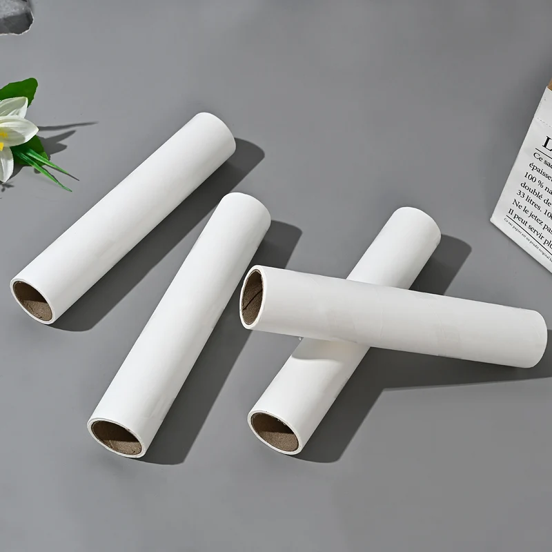 24cm sticky hair roller tearable sticky dust roll paper pet hair removal brush hair roll paper replacement core factory wholesale