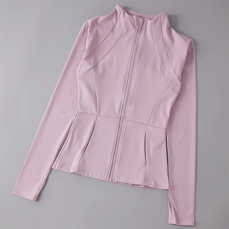 Yoga Clothing Women's Spring and Summer Vertical Collar Zipper Jacket Slim-fit Sun Protection Slimming Long-sleeved High-end Running Sports Fitness Top