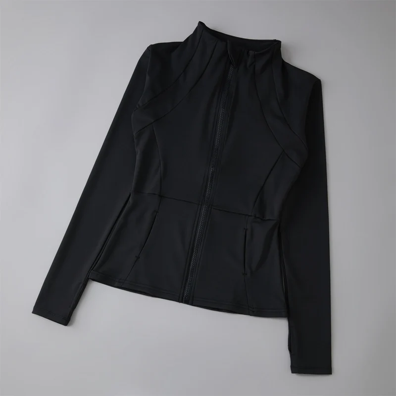 Yoga Clothing Women's Spring and Summer Vertical Collar Zipper Jacket Slim-fit Sun Protection Slimming Long-sleeved High-end Running Sports Fitness Top
