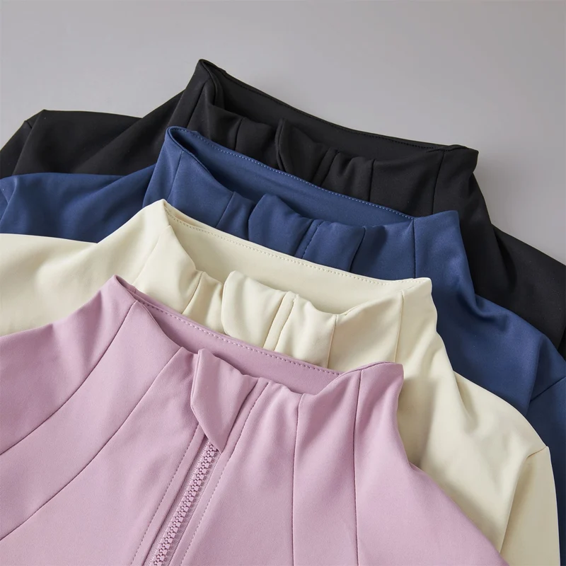 Yoga Clothing Women's Spring and Summer Vertical Collar Zipper Jacket Slim-fit Sun Protection Slimming Long-sleeved High-end Running Sports Fitness Top