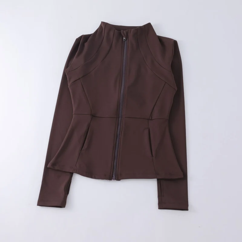 Yoga Clothing Women's Spring and Summer Vertical Collar Zipper Jacket Slim-fit Sun Protection Slimming Long-sleeved High-end Running Sports Fitness Top