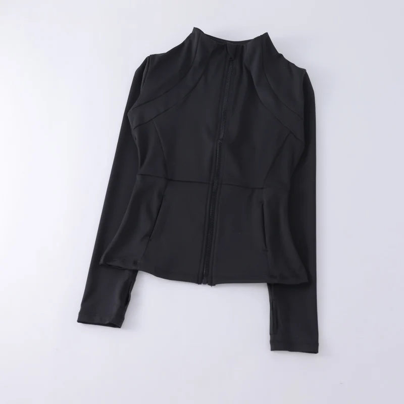 Yoga Clothing Women's Spring and Summer Vertical Collar Zipper Jacket Slim-fit Sun Protection Slimming Long-sleeved High-end Running Sports Fitness Top