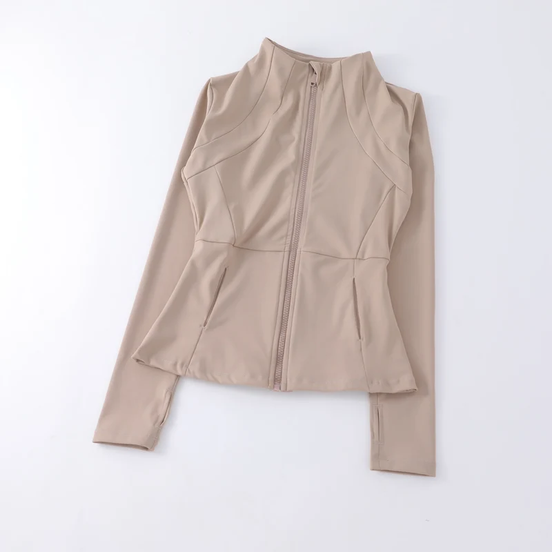 Yoga Clothing Women's Spring and Summer Vertical Collar Zipper Jacket Slim-fit Sun Protection Slimming Long-sleeved High-end Running Sports Fitness Top