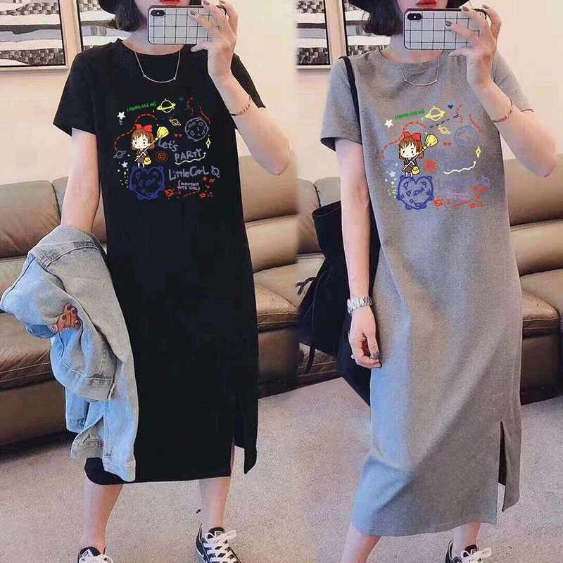 Breastfeeding Dress for Hot Moms When Going Out in Summer, Fashionable Cartoon T-Shirt Skirt, Breastfeeding Clothes, Maternity Clothes, Summer Clothes