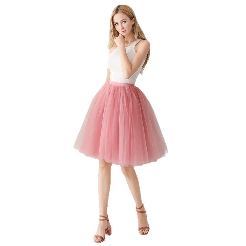 Europe and the United States high waist mesh skirt Tutu skirt strength manufacturers 7 65cm elastic waist cross-border Net red skirt adult