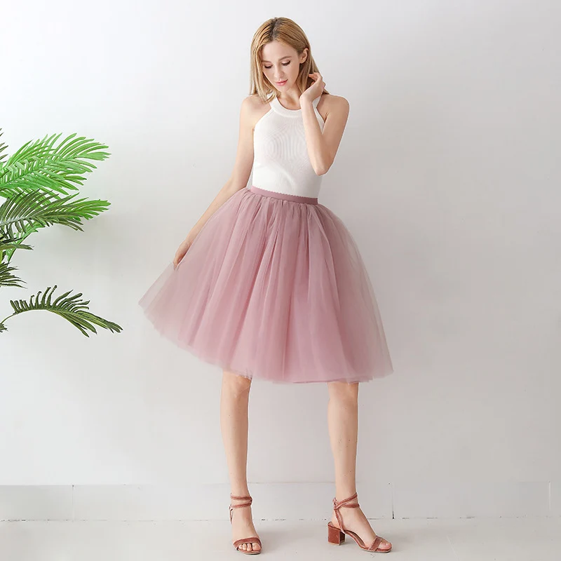 Europe and the United States high waist mesh skirt Tutu skirt strength manufacturers 7 65cm elastic waist cross-border Net red skirt adult