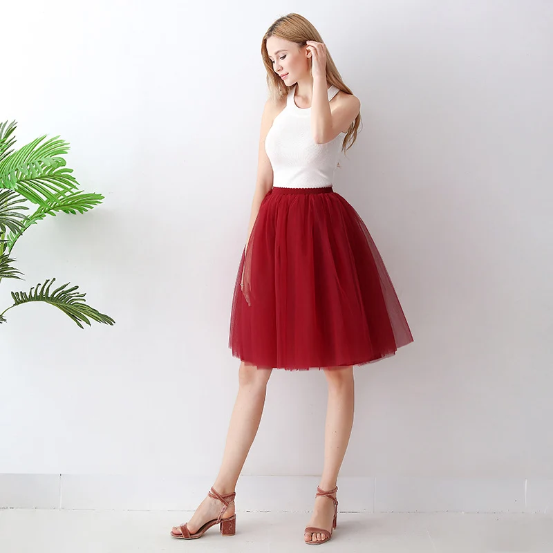 Europe and the United States high waist mesh skirt Tutu skirt strength manufacturers 7 65cm elastic waist cross-border Net red skirt adult