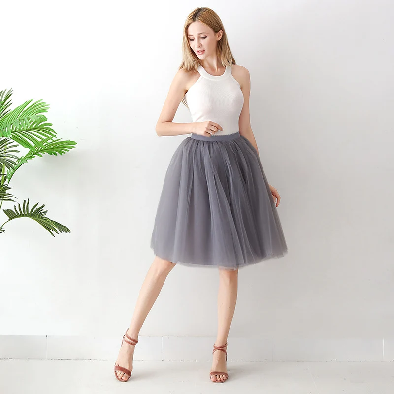 Europe and the United States high waist mesh skirt Tutu skirt strength manufacturers 7 65cm elastic waist cross-border Net red skirt adult