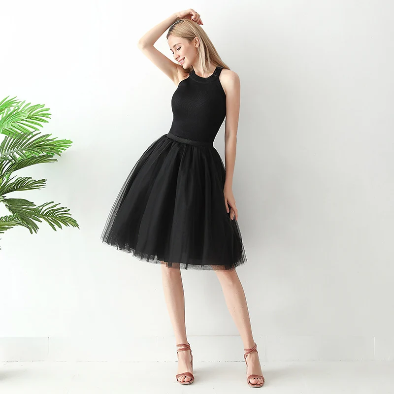 Europe and the United States high waist mesh skirt Tutu skirt strength manufacturers 7 65cm elastic waist cross-border Net red skirt adult