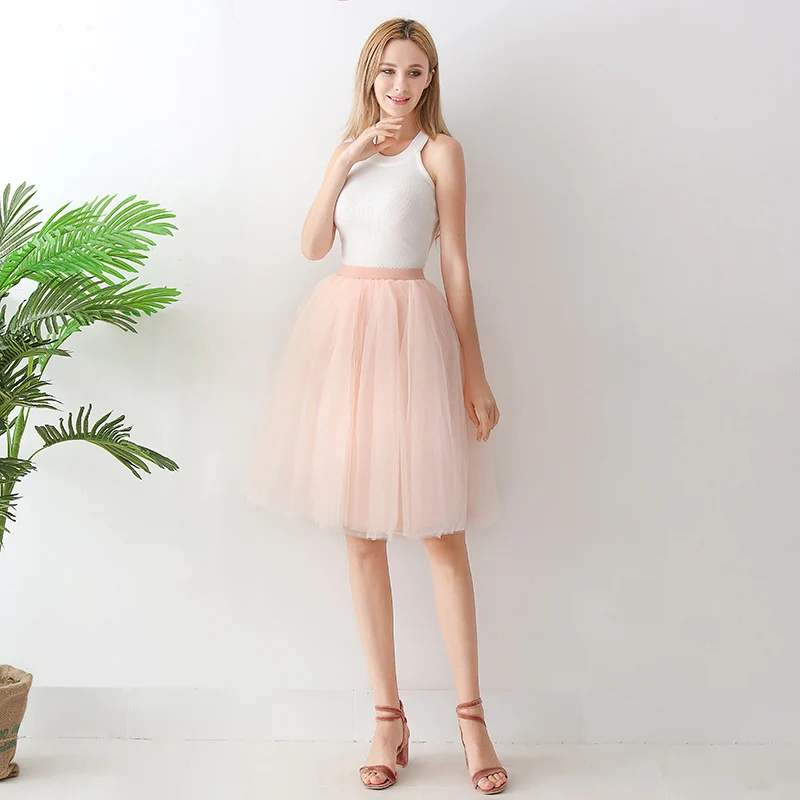 Europe and the United States high waist mesh skirt Tutu skirt strength manufacturers 7 65cm elastic waist cross-border Net red skirt adult