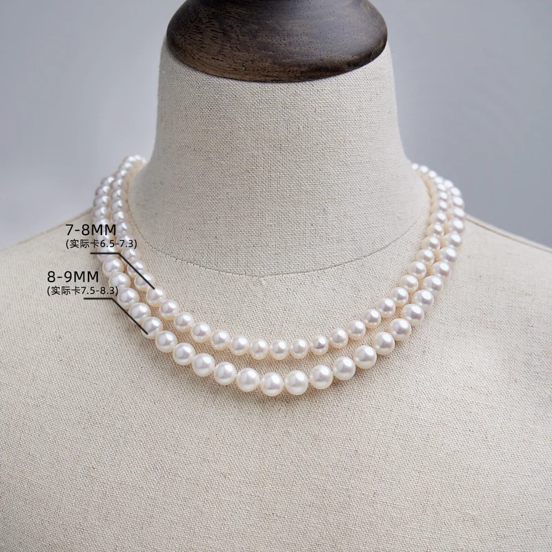 8-9 nearly round bright pearl necklace natural freshwater pearl necklace women send mother holiday gift box