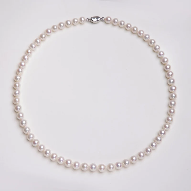 8-9 nearly round bright pearl necklace natural freshwater pearl necklace women send mother holiday gift box