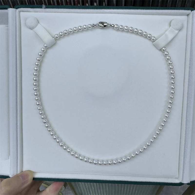 Aurora freshwater pearl necklace 5-6mm necklace round almost flawless wholesale female S925 sterling silver