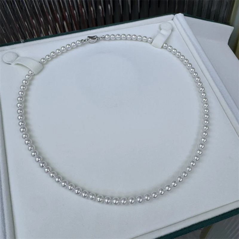 Aurora freshwater pearl necklace 5-6mm necklace round almost flawless wholesale female S925 sterling silver