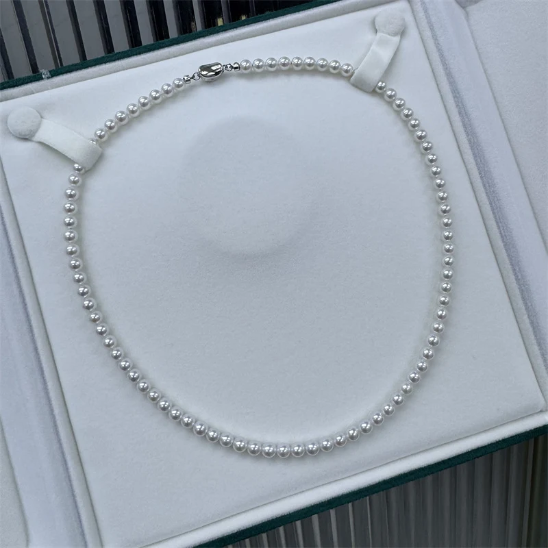 Aurora freshwater pearl necklace 5-6mm necklace round almost flawless wholesale female S925 sterling silver