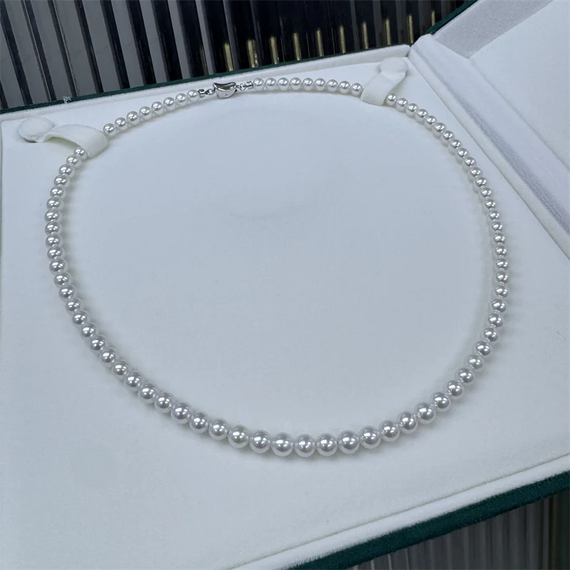 Aurora freshwater pearl necklace 5-6mm necklace round almost flawless wholesale female S925 sterling silver