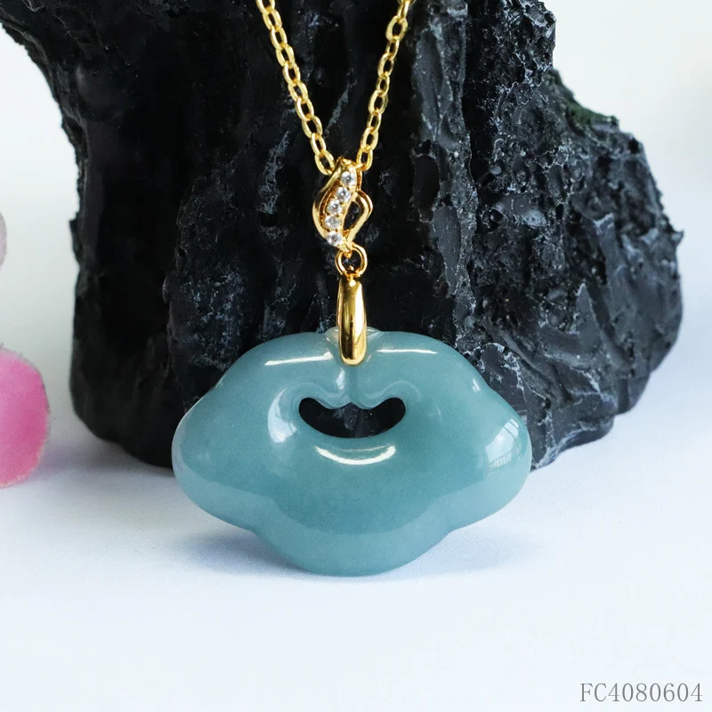 Guan Yu Natural Grade a Jade Cloud Pattern Ruyi Pendant Blue Water Jade E-Commerce Live Broadcast Wholesale Dropshipping S4080604