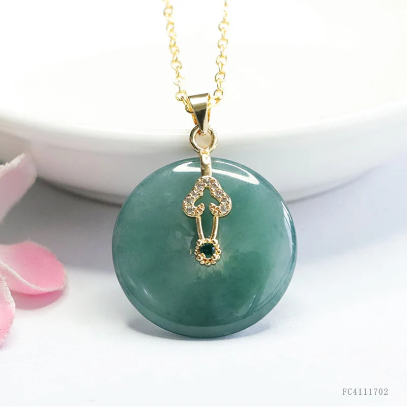 Guan Yu Natural Grade a Jade Peace Pendant Blue Water Jade Necklace Jewelry Wholesale Live Streaming S4111702