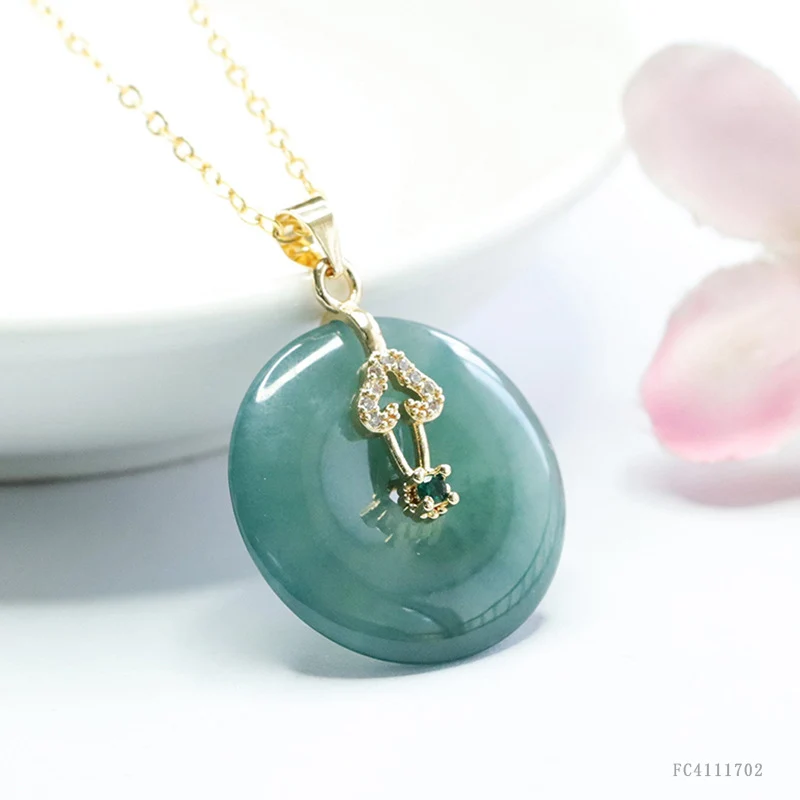 Guan Yu Natural Grade a Jade Peace Pendant Blue Water Jade Necklace Jewelry Wholesale Live Streaming S4111702