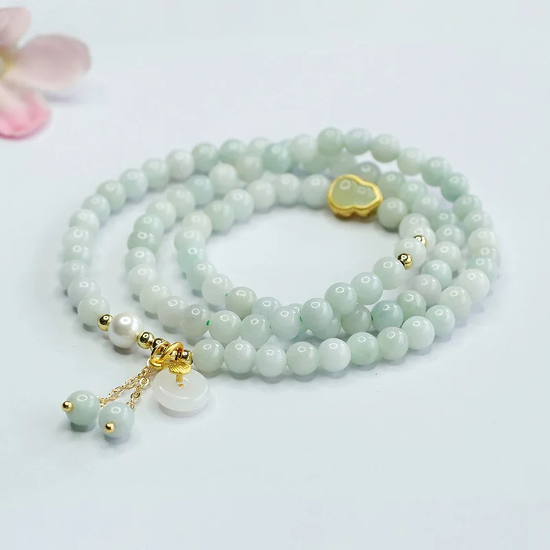 Guan Yu Natural Burmese Grade a Jade Multi-Circle Bracelet Necklace Women's Wholesale Dropshipping S4052108