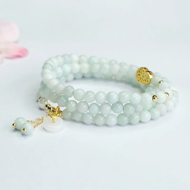 Guan Yu Natural Burmese Grade a Jade Multi-Circle Bracelet Necklace Women's Wholesale Dropshipping S4052108