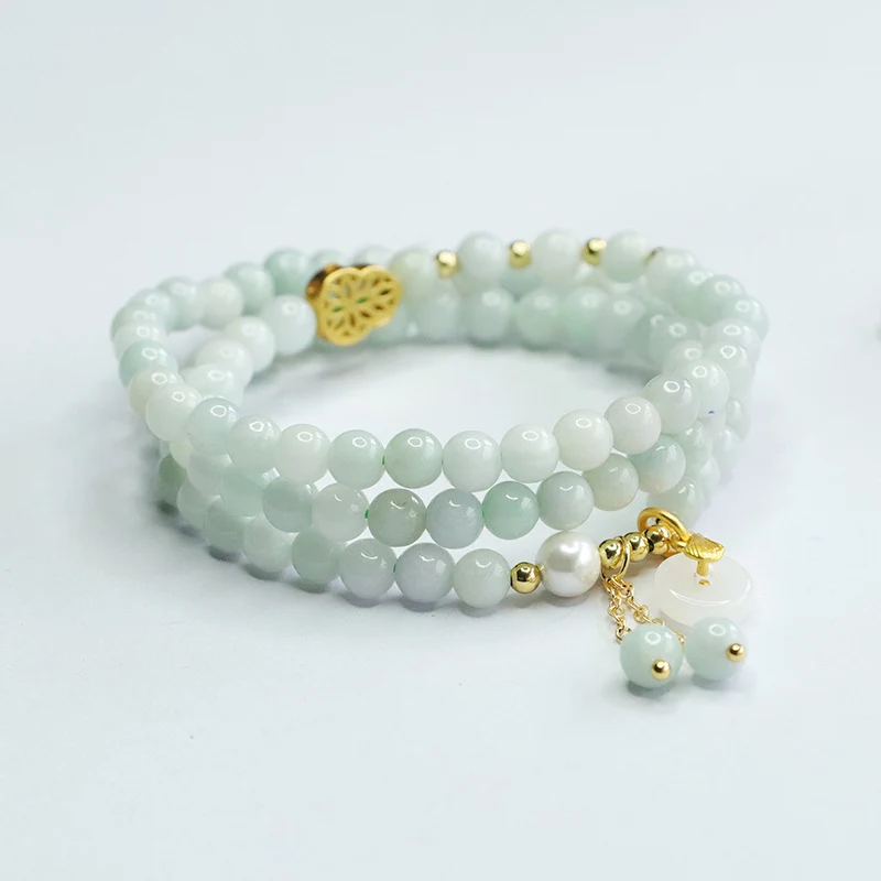 Guan Yu Natural Burmese Grade a Jade Multi-Circle Bracelet Necklace Women's Wholesale Dropshipping S4052108
