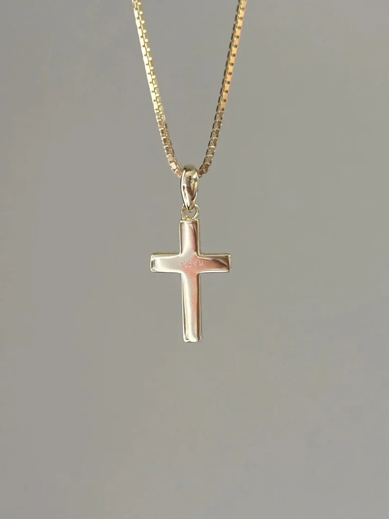 Great Gems Dainty 0.20ctw Moissanite Cross Necklace Pave Diamond Charm Sterling Silver Yellow Gold Plated Christian Religious