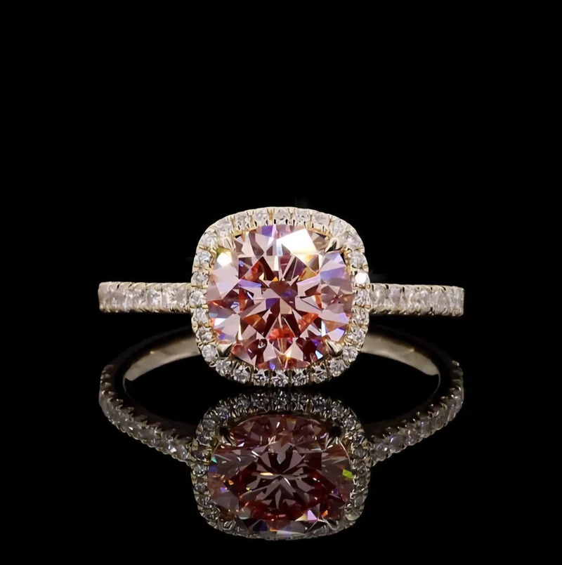 Vintage Designer 8CT Pink VS1 Lab Grown Diamond IGI Certified Ring 14K Yellow Gold Setting Rhodium Plated Engagement Wedding