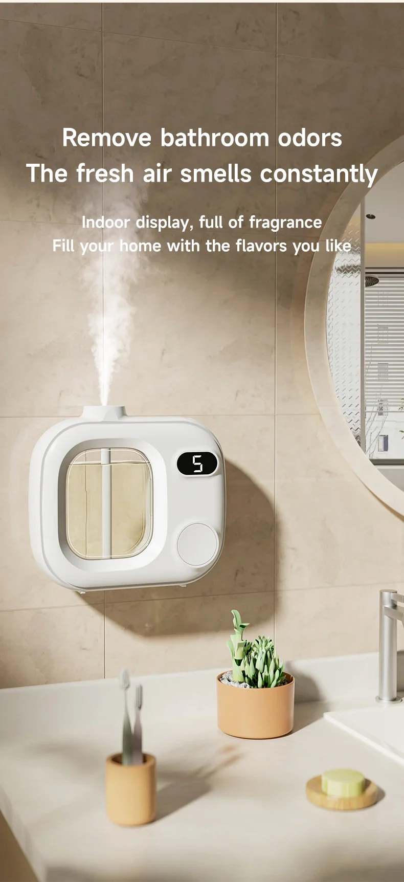 Searide Aromatherapy Machine Automatic Fragrance Spraying Bathroom Deodorization 50ML Essential Oil For Home Bedroom Toilet