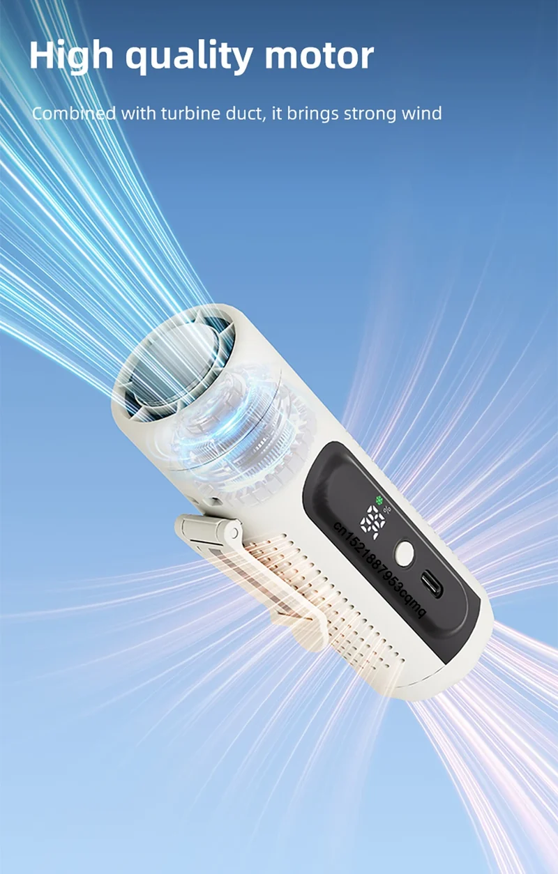Mini Handheld Fan Portable Neck Hanging Fan USB Rechargeable Outdoor Waist Clip Air Fan Turbo Ice Cooling Fan with Cold Compress