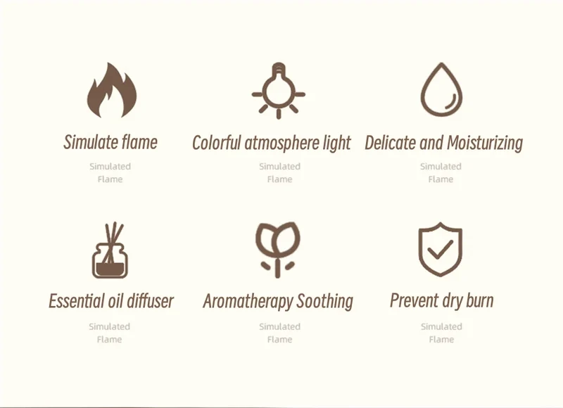 New 7 Colors Flame Lamp Air Humidifier Aromatherapy Diffuser USB Ultrasonic Cold Mist Sprayer Essential Oil Diffuser Humidifier