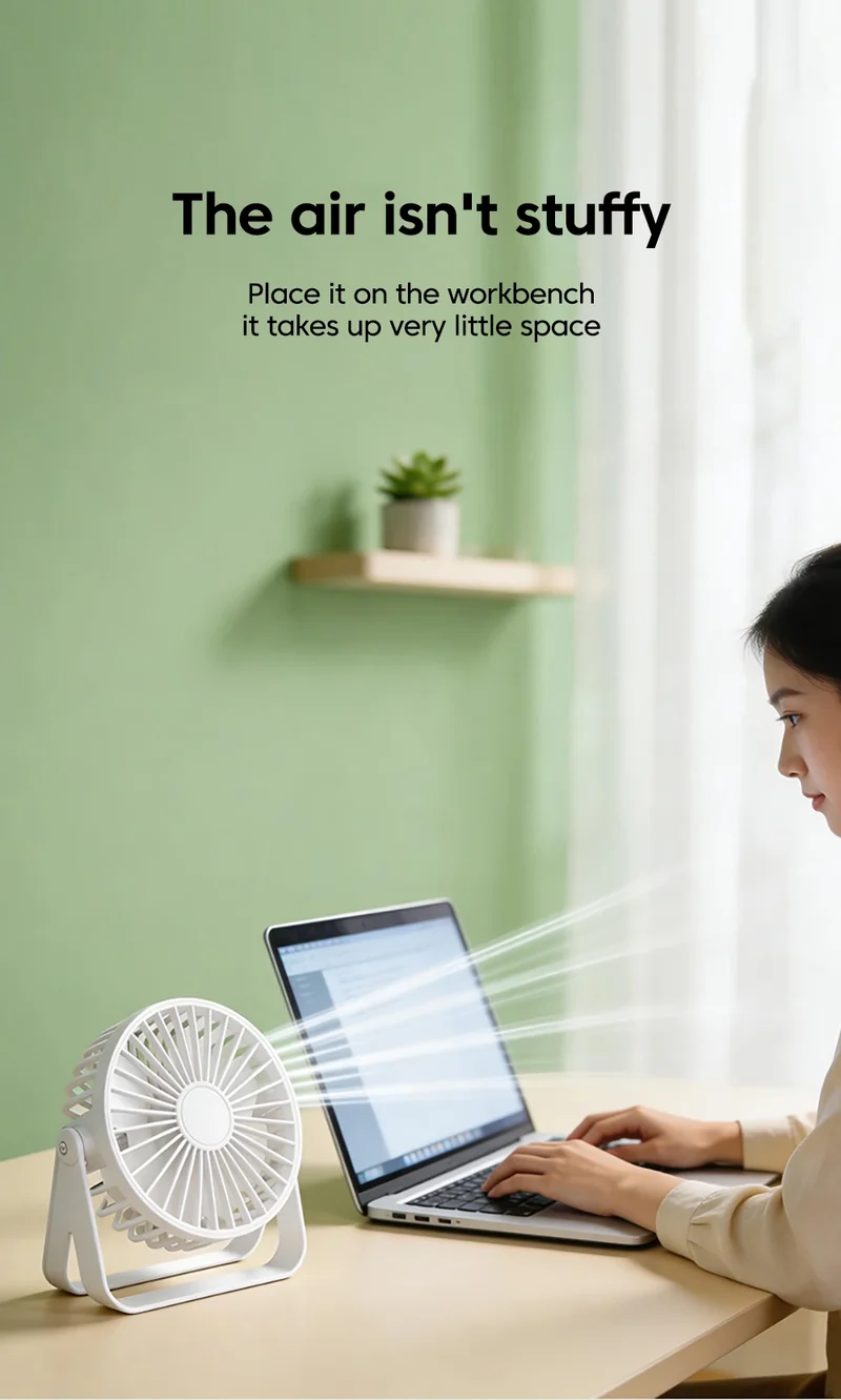 Desk Fan Portable Mini USB Rechargeable Fan Ultra Quiet Suitable For Home Desk Office Student Dormitory Computer Summer