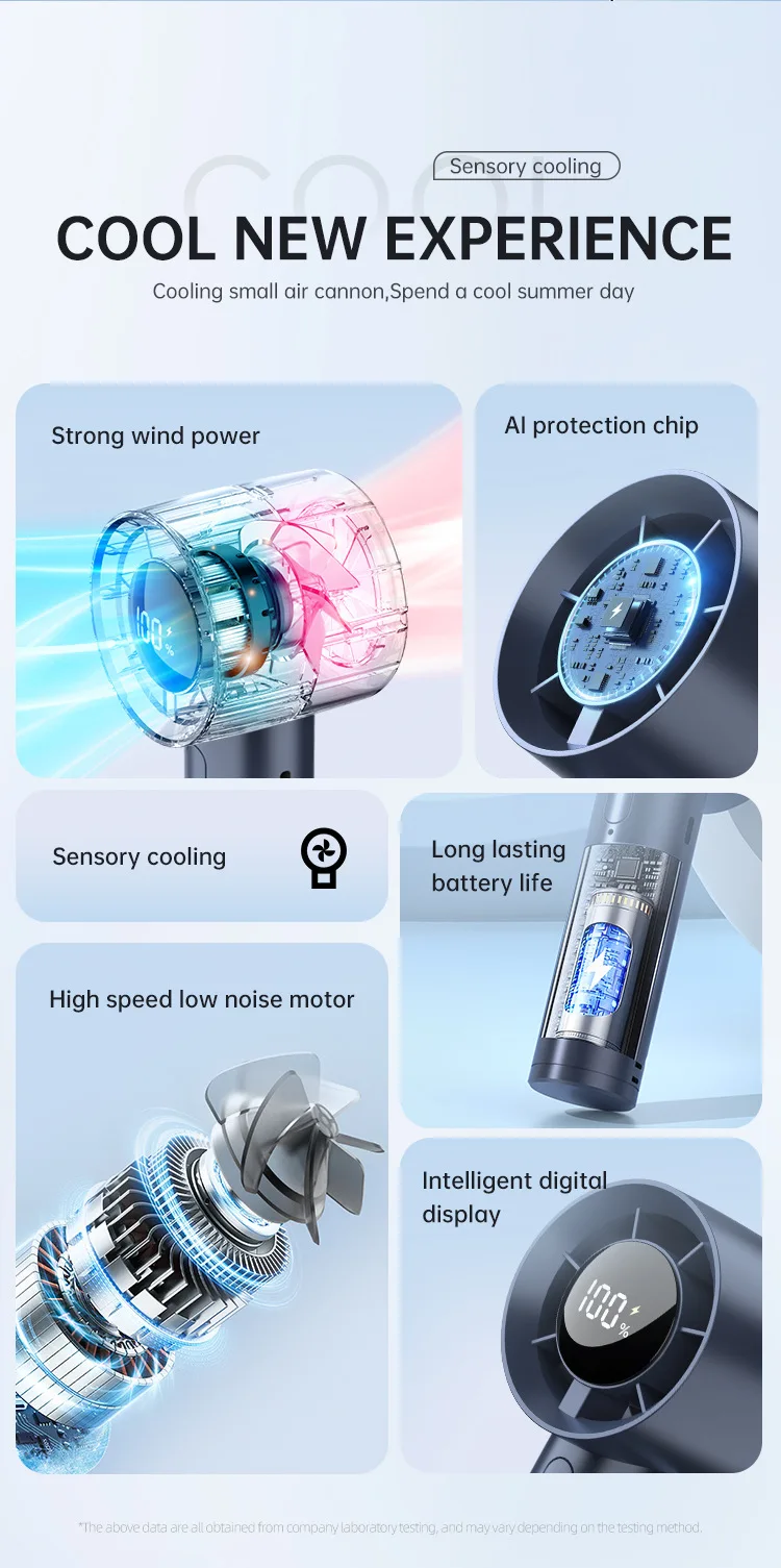 Lenovo Portable Ice Cooling Mini Handheld Fan 100 Speeds Powerful Fan High-speed USB Rechargeable Cooler with Phone Stand