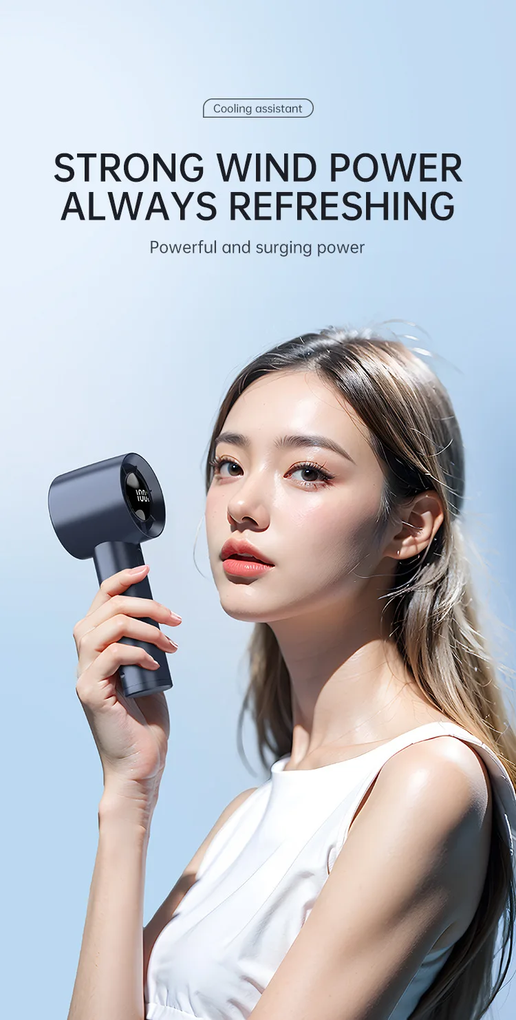 Lenovo Portable Ice Cooling Mini Handheld Fan 100 Speeds Powerful Fan High-speed USB Rechargeable Cooler with Phone Stand