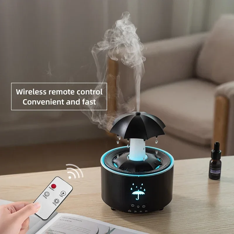 Cloud Rain Humidifier Raindrop Aroma Essential Oil Diffuserremote Control Night Light Desktop Fountain Water Drop Sound For Home