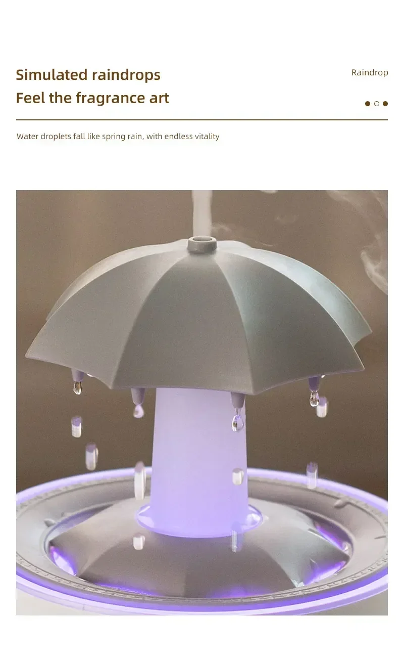 Cloud Rain Humidifier Raindrop Aroma Essential Oil Diffuserremote Control Night Light Desktop Fountain Water Drop Sound For Home