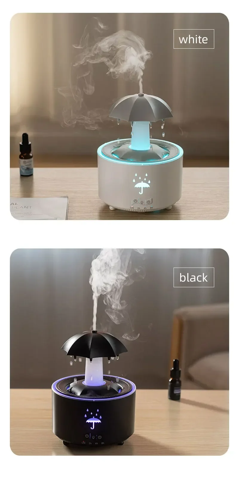 Cloud Rain Humidifier Raindrop Aroma Essential Oil Diffuserremote Control Night Light Desktop Fountain Water Drop Sound For Home