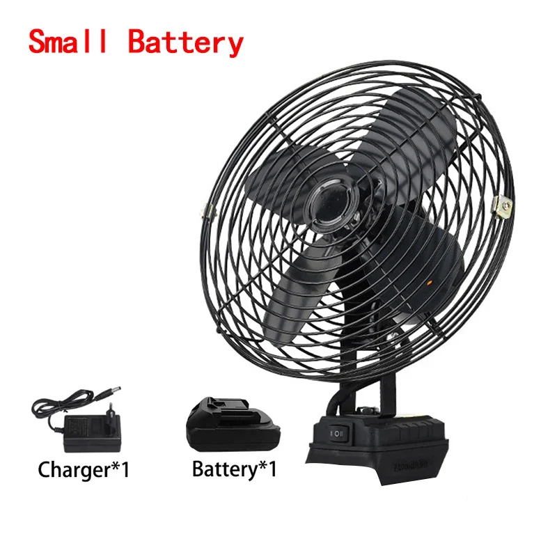 Camping Fan 8 Inches Wireless Outdoor Fishing Desktop Portable Metal Fan Strong Wind Fan Fit Makita/Dewalt 20V Battery Pins