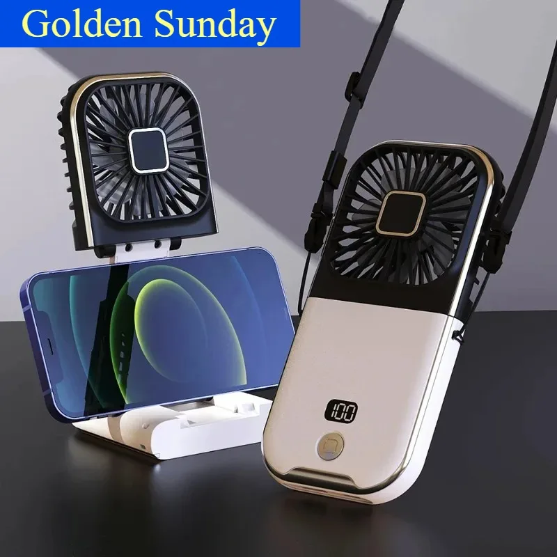 3000mAh Battery Handheld Outdoor Small Fan Portable Small Halterneck Adjustable Speeds Foldable USB Charging Cooling Artifact