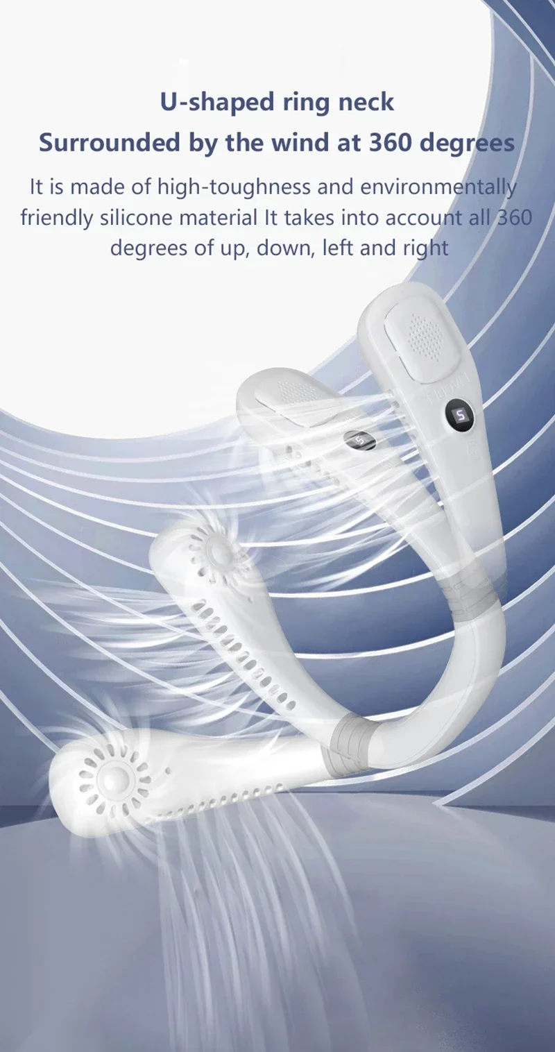 Lenovo Neck Bladeless Fan Mini Ultra Long Life Portable Lazy Silent Fan Usb Charging Student Sports Office 2026 New