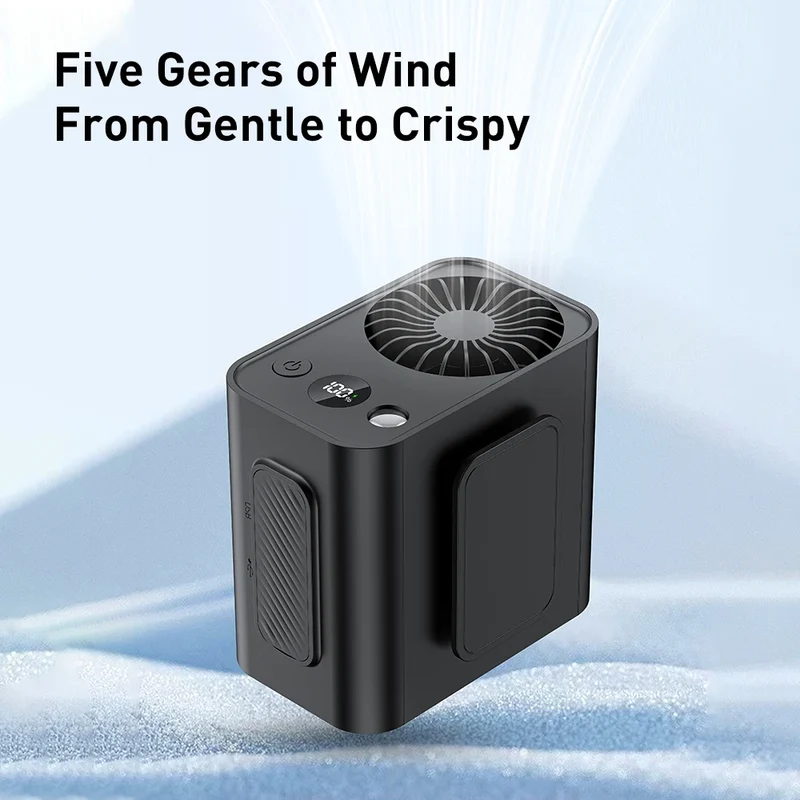 Vissko Outdoor Waist Mounted Fan Polymer Battery Anti Drop Shock Absorption USB Portable with Bladeless Hanging Neck Fan