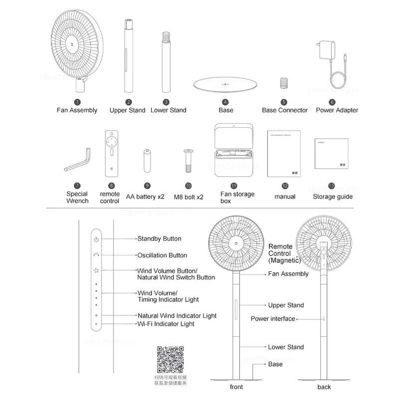 MIJIA DC Inverter Floor Fan Pro,Ultra-Thin Retractable,With Storage Box,Smart Standing Electric Fan,100 Air Flow Settings