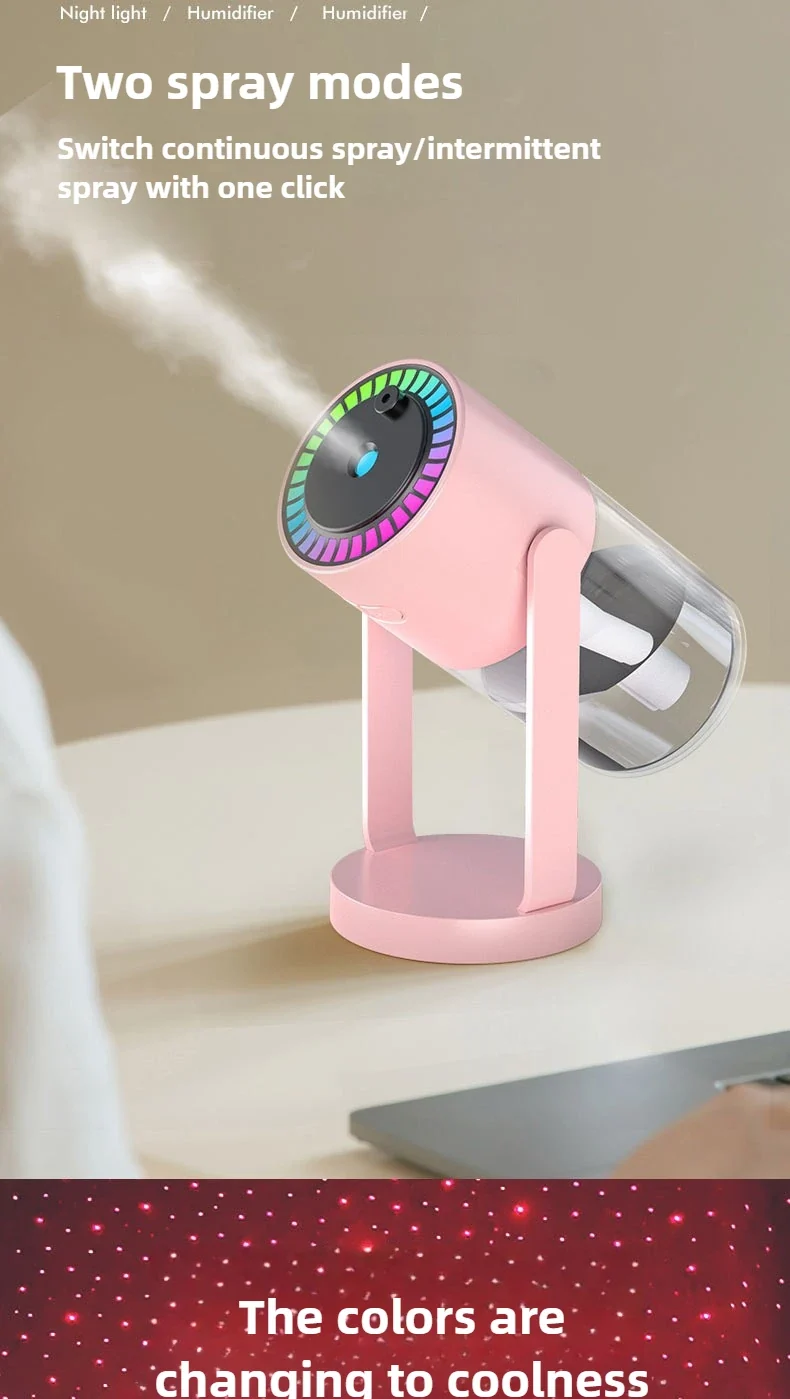 Creative Starry Sky Projection Humidifier Mini Rotating Car Air Humidifier with LED Light USB Electric Aroma Diffuser for Bedroo